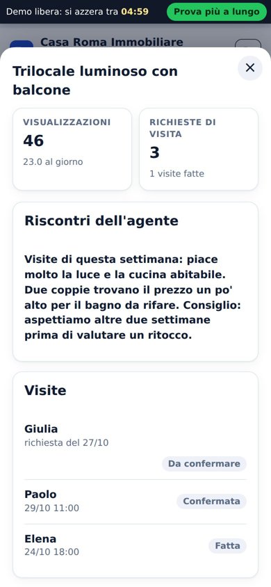 App del proprietario nella demo immobiliare