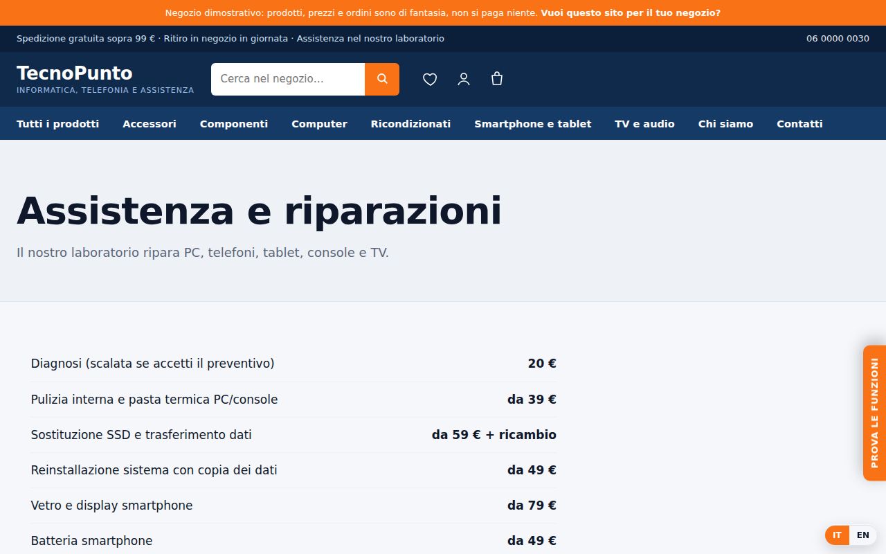 Assistenza e riparazioni