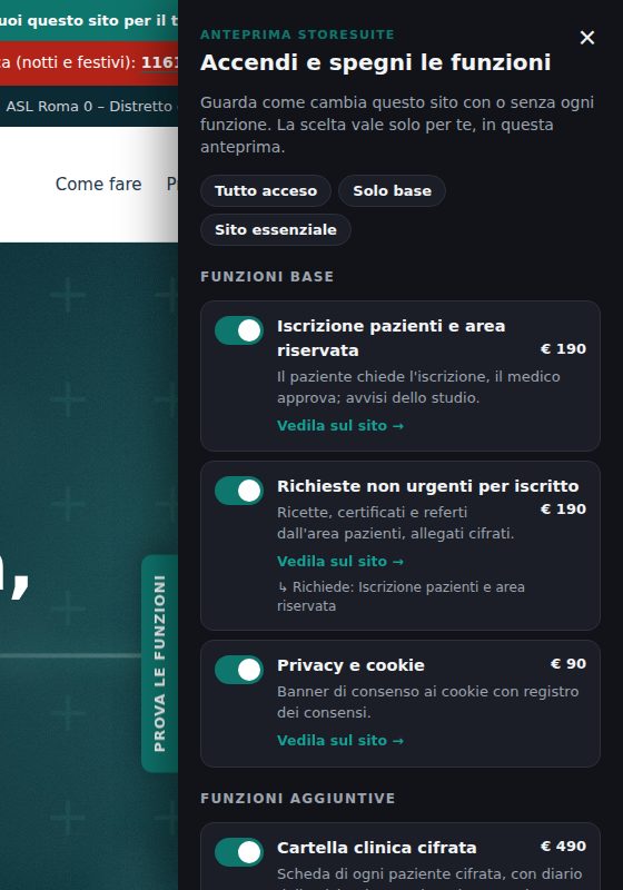 Pannello Prova le funzioni aperto