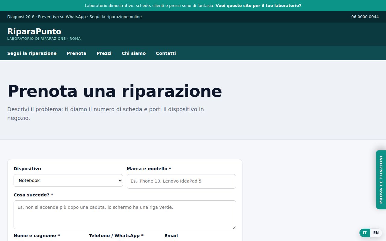 Prenota una riparazione