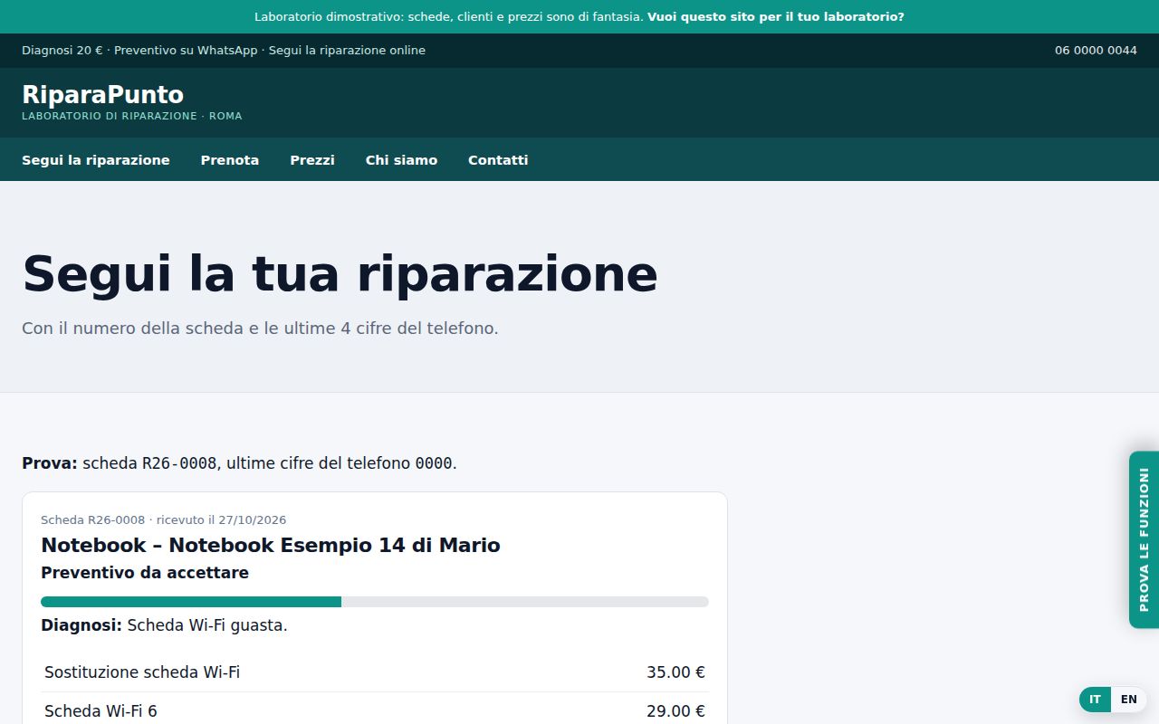 Lo stato della riparazione
