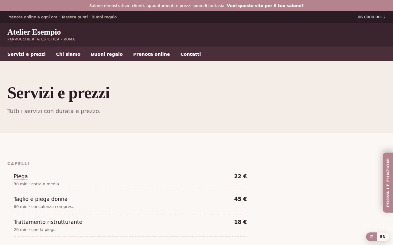 Servizi e prezzi