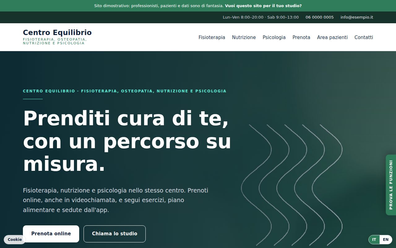 Demo centro salute, pagina iniziale
